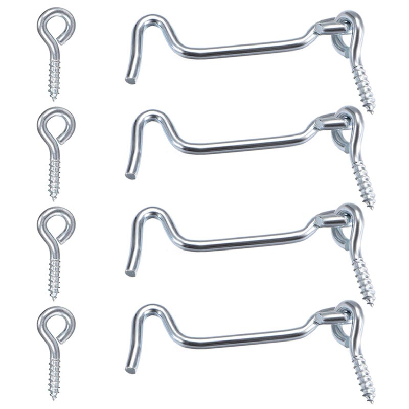 ZXUEZHENG 4Pcs 2 inches Cabin Hook Eye Latch Gate Door Swivel Window Door Hook with Mounting Screws - Image 1